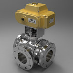 Electric tee flanged ball valves