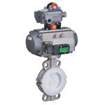 Pneumatic butterfly valve to clamp lining fluoride
