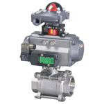 Pneumatic three chip inside thread ball valve